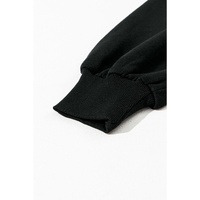 Black Solid Kangaroo Pocket Half Zipper Oversized Hoodie - S thumbnail