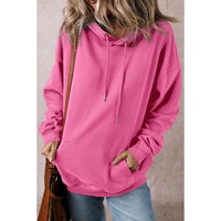 Bonbon Solid Kangaroo Pocket Drawstring Loose Fit Hoodie - L thumbnail