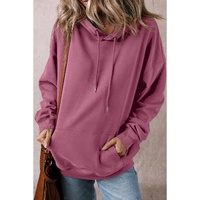 Valerian Solid Kangaroo Pocket Drawstring Loose Fit Hoodie - L thumbnail