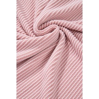 Pink Color Block Patchwork Corded Knit Loose Fit Hooded Blouse - L thumbnail