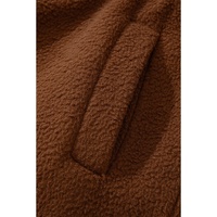 Brown Half Zip Fleece Pullover Sweatshirt - L thumbnail
