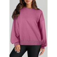 Valerian Solid O Neck High Low Hem Pullover Sweatshirt - L thumbnail