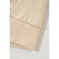 Parchment Solid O Neck High Low Hem Pullover Sweatshirt - L thumbnail