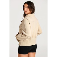 Parchment Quarter Zip Stand Neck Kangaroo Pocket Sweatshirt - L thumbnail