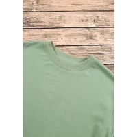 Smoke Green Plain Drop Shoulder Crewneck Pullover Sweatshirt - L thumbnail