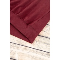 Burgundy Plain Drop Shoulder Crewneck Pullover Sweatshirt - L thumbnail