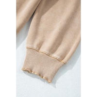 Light French Beige Solid Waffle Knit Patchwork Raglan Sleeve Sweatshirt - 2XL thumbnail