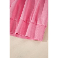 Pink Solid Snap Buttons Collared Balloon Sleeve Oversized Sweatshirt - L thumbnail