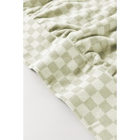Green Checkered Print Kangaroo Pocket Drawstring Hoodie - L thumbnail