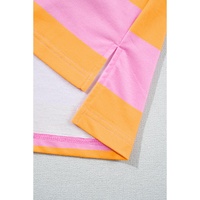 Yellow Stripe Color Block Polo Collar Sweatshirt - L thumbnail