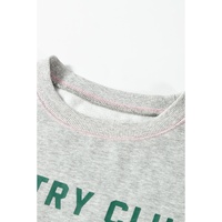 Light Grey COUNTRY CLUB PICKLEBALL Graphic Exposed Stitching Casual Sweatshirt - L thumbnail