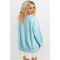 Beau Blue Sequined Bowknot Drop Shoulder Oversized Sweatshirt - L thumbnail