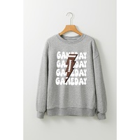 Gray GAME DAY Lightning Rugby Football Print Pullover Sweatshirt - S thumbnail