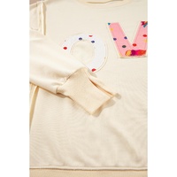 Apricot LOVE PATCH Graphic Oversized Sweatshirt - S thumbnail