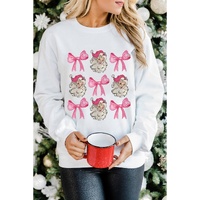 Beige Santa Claus Bowknot Pattern Christmas Sweatshirt - XL thumbnail
