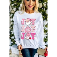 Beige Christmas Claus JOY Graphic Drop Shoulder Sweatshirt - 2XL thumbnail