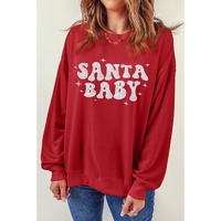 Red SANTA BABY Embroidered Crewneck Christmas Sweatshirt - S thumbnail