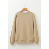 Khaki Christmas Pattern Graphic Crew Neck Sweatshirt - M thumbnail