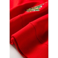 Red Sequin Christmas Tree Graphic Drop Shoulder Sweatshirt - S thumbnail