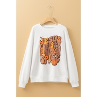 Beige JESUS CHRISH & PUMPKIN SPICE Graphic Drop Shoulder Sweatshirt - XL thumbnail