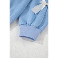 Myosotis Contrast Bow Decor Dropped Sleeve Crewneck Sweatshirt - L thumbnail