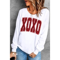 White Glitter XOXO Graphic Crewneck Valentines Pullover Sweatshirt - M thumbnail