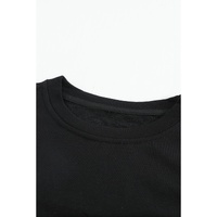 Azura Exchange Black Contrast Stitching Sweatshirt with Slits - S thumbnail