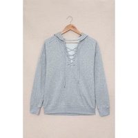 Azura Exchange Lace-up Grey Casual Hoodie - 2XL thumbnail