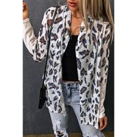 Azura Exchange White Vintage Leopard Print Open Cardigan - L thumbnail