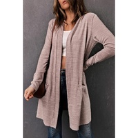 Azura Exchange Pink Tunic Back Open Front Cardigan with Pockets - L thumbnail