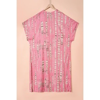 Pink Bohemian Tie Dye Oversize Long Kimono - One Size thumbnail