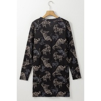 Black Wild Tiger Print Button Front Cardigan - M thumbnail