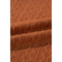 Chestnut Textured Knit Side Pockets Open Front Cardigan - L thumbnail