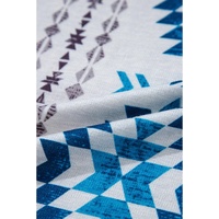 Sky Blue Western Aztec Printed Open Front Long Cardigan - L thumbnail