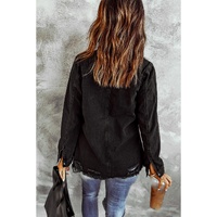Black Ripped Denim Jacket - 2XL thumbnail