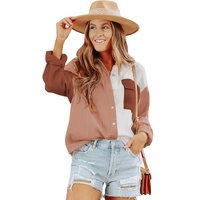 Azura Exchange Textured Color Block Long Sleeve Shirt with Pocket - M thumbnail