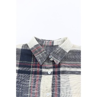 Azura Exchange Plaid Print Shirt with Distressed Raw Edge - M thumbnail
