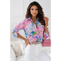 Azura Exchange Buttoned Sheath Long Sleeve Shirt with Abstract Floral Print - L thumbnail