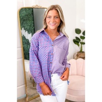 Azura Exchange Plaid Button Down Long Sleeve Shirt with Chest Pocket - L thumbnail