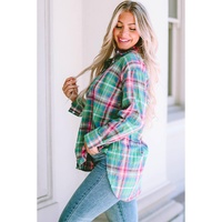Azura Exchange Plaid Button Down Split Shirt - M thumbnail