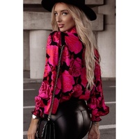 Azura Exchange Floral Shirred Cuffs Shirt - L thumbnail