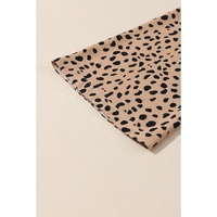 Khaki Leopard Contrast Half Button Casual Blouse - XL thumbnail