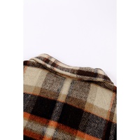 Orange Geometric Plaid Print Pocketed Shacket - 2XL thumbnail