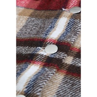 Azura Exchange Red Geometric Plaid Print Pocketed Shacket - S thumbnail