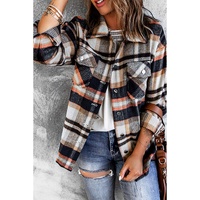 Geometric Plaid Print Pocketed Shacket - 2XL thumbnail