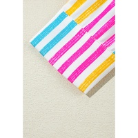 Orange Stripe Multicolor Drop Shoulder Loose Shirt - L thumbnail