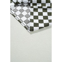 Green Checkerboard Printed Drop Shoulder Loose Casual Shirt - L thumbnail