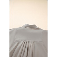 High Solid Color Balloon Sleeve Side Slits Loose Fit Shirt - L thumbnail
