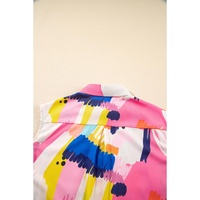 Multicolour Abstract Print Collared Cap Sleeve Casual Shirt - XL thumbnail