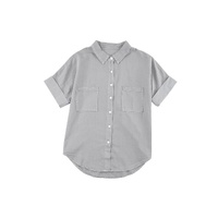 Azura Exchange Denim Shirt with Turn-down Collar - M thumbnail